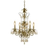 AF Lighting 7007-4H Aaron Candle Base Mini Chandelier, Soft Gold with Glass Accents by Elements