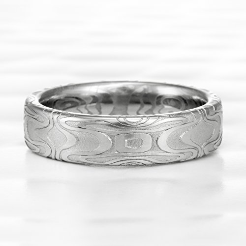 Women's Damascus Wedding Band With Mirror Image Pattern | REFLECTIONS