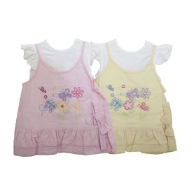 Baby Girls Flower Butterfly Design Dress and Top Baby Clothing Set with Headband (6-9 Months) (Pink)
