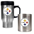 Pittsburgh Steelers 16oz Travel Mug & Stainless Can Holder Set - Primary logo NFL Football