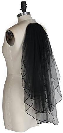 Voguevers Women's Gothic Wedding Bridal Veil Black 3 Tiers Bridal Veil with Comb