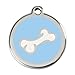Red Dingo Custom Engraved Stainless Steel and Enamel Dog ID Tag - 3D Bone (Light Blue, Medium)