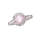 Sterling Silver Pink and White Cubic Zirconia Fashion Ring