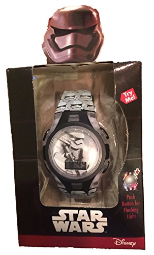 Star Wars Storm Trooper Flashing Lights LCD Watch - Silver and White Band