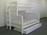 IMAGE OF Bunk Bed Twin over Full Mission style - Side Ladder in White with Twin Trundle