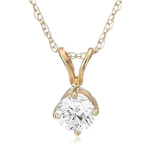 14k Yellow Gold Round Diamond Solitaire Pendant (1/2 ct, H-I Color, SI2-I1 Clarity)