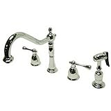 Kingston Brass KB7791BLBS English Country 8-Inch Widespread Kitchen Faucet with Brass Sprayer, Polis