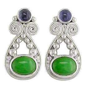 Sterling Silver Chrysoprase Drop Earrings by Sajen by Chrysoprase