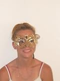 Gold Farf. Metallo Cat Venetian Mask