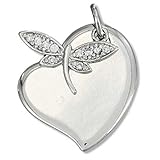 Bling Jewelry Sterling Silver Heart & CZ Dragonfly Pendant