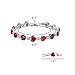 EleQueen Women's Silver-Tone Full Cubic Zirconia Love Heart Bridal Tennis Bracelet Ruby Color, 6.7''+1.4'' Extender