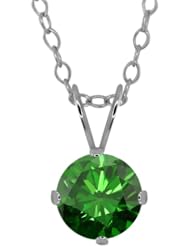 1.35 Ct Round Green Diamond 925 Sterling Silver Pendant With Chain