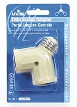 Leviton 128-00I Twin Light Outlet Socket Adapter, Ivory
