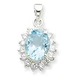 Sterling Silver Blue Topaz & CZ Pendant Sterling Silver Blue Topaz & CZ Pendant
