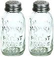 Set of 2 Glass Mason Jar Salt and Pepper Shakers