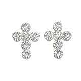 14K White Gold 0.14 ct. Diamond Cross Earrings