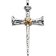 14K Two-Tone Gold Cross Pendant - 59.50x35.25mm