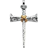 14K Two-Tone Gold Nail Cross Pendant - 59.50x35.25mm