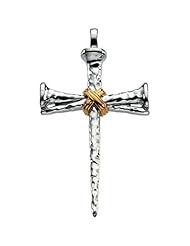 14K Two-Tone Gold Nail Cross Pendant - 59.50x35.25mm -- LIFETIME WARRANTY