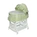 Badger Basket Company Portable Bassinet 'N Cradle with Toybox Base - Sage Waffle Pleated