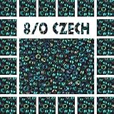 Seed Beads 8/0 Czech Translucent Iris (a full one hank pack) over 125 colors available individually!, Teal
