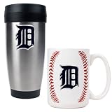 Detroit Tigers Stainless Steel Travel Tumbler & Gameball Ceramic Mug Set - Primary Logo MLB Baseball