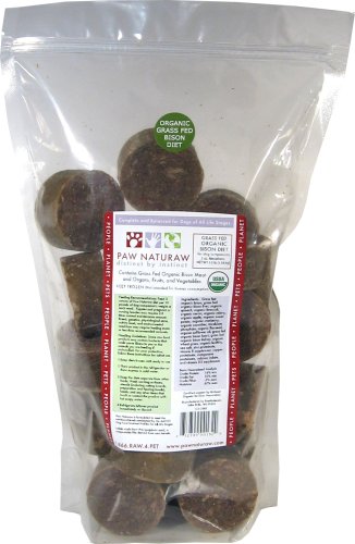 Paw Naturaw Grass Fed Organic Bison Diet, Medallions, 56-Ounce Zip Close Bag