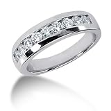 1.10 Ct Men Diamond Ring Wedding Band Round Cut Channel 14k White Gold