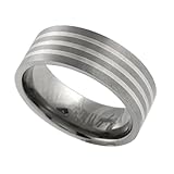 Matte Finished Titanium Comfort Band Ring w/ Sterling Silver