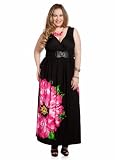 Ashley Stewart Womens Plus Size Belted Double V-neck Floral Print Maxi