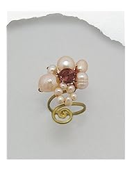 Peach (Natural) Fresh Water Pearls Ring In Brass