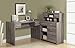 Monarch Reclaimed-Look"L" Shaped Home Office Desk, Dark Taupe