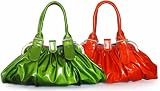 Womens Patent Clip Frame Designer Shoulder Handbag