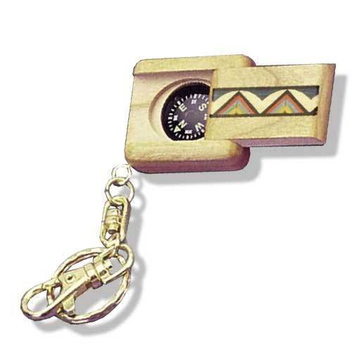 Heartwood Creations Handcrafted Teak Wood Compass on Keychain Picture