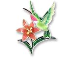 Clearly Charming Hummingbird and Lily Sterling Silver and Enamel Pin by Zarah