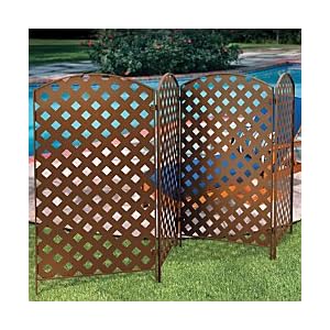 4-Panel Bronzed Metal Privacy Screen - 27-1/2"x52" - Improvements