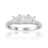 14k White Gold Princess-cut Three-Stone Diamond Engagement Wedding Ring (1 1/2 cttw, H-I, I2)
