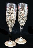 Celebration Design - Hand Painted - Matching Set of Toasting Flutes - 6 oz.