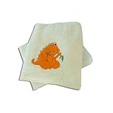Pair of Children's Embroidered Bath Towels Dinosaur Design