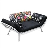 Elite Products Mali Convertible Futon Sofa with Silver Metal Frame