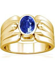 14K Yellow Gold Oval Cut Blue Sapphire Solitaire Ring