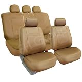 FH-PU005115 Exquisite Leather Car Seat Covers, Airbag compatible and Rear Split Beige Color
