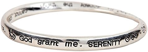 Inspirational Serenity Prayer Silver Tone Mobius Bangle Bracelet
