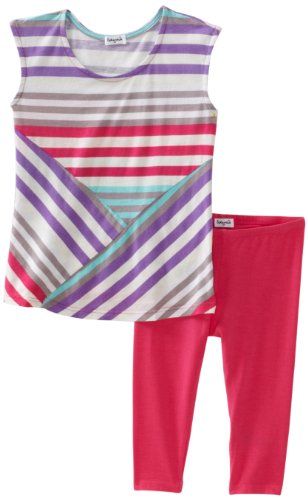Splendid Littles Girls 2-6X Toddler Tropical Stripe Top And Legging Set, Luau, 2T
