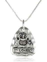 Sterling Silver Etched Pendant Necklace, 18"