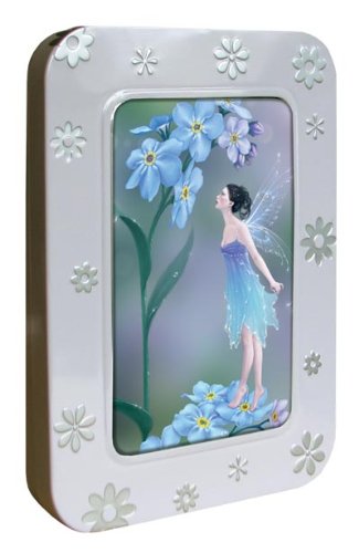 Tree-Free Greetings Noteables Notecards In Reusable Embossed Tin, 12 Card Assortment, Recycled, 4 x 6 Inches, Forget-Me-Not Fairy, Multi Color (76044)