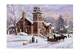 ALAN SAKHAVARZ SUNDAY SCHOOL 36X24 CITY SCENE BROWN WHITE ART PRINT WAL109