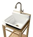 KOHLER K-6608-1P-0 Bayview Wood Stand Utility Sink, White