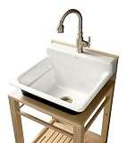 KOHLER K-6608-1P-0 Bayview Wood Stand Utility Sink, White