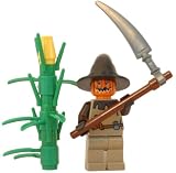 LEGO Scarecrow (Pumpkin King) - LEGO Halloween Minifigure with Scythe and Corn Stock